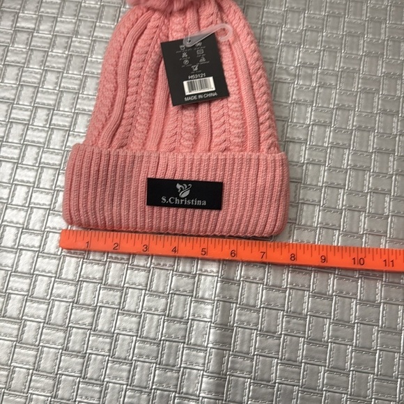 S.Cristina pink Pom Pom Knit Thermal Fleece Snow Ski Cap - Picture 6 of 6